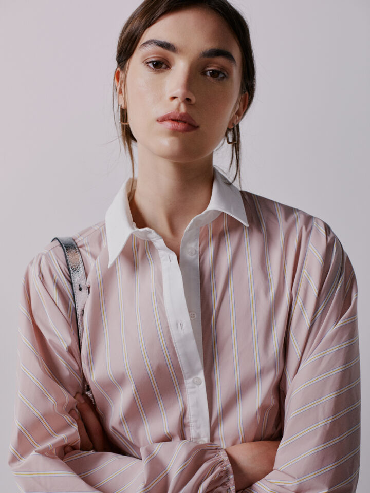 Camicia a righe rosa con contrasto - camicie da donna - Rosa | Sisley image number 7